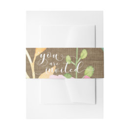 Burlap & Waterカラーの花You are 招待され Script 招待状ベリーバンド