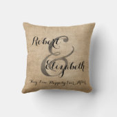 Burlap Wedding Personalized氏および夫人 クッション (裏面)
