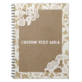 Burlap & Whiteフローラレースエレガントジャ素朴ーナル ノートブック (正面)