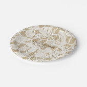Burlap & Whiteフローラレースエレガント素朴結婚ズ ペーパープレート (アングル)