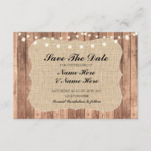 Burlap Woodのカードを素朴保存結婚する