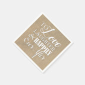 Burlap'sの後ずっと幸せに笑いを愛結婚する スタンダードカクテルナプキン (角)