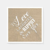 Burlap'sの後ずっと幸せに笑いを愛結婚する スタンダードカクテルナプキン (正面)