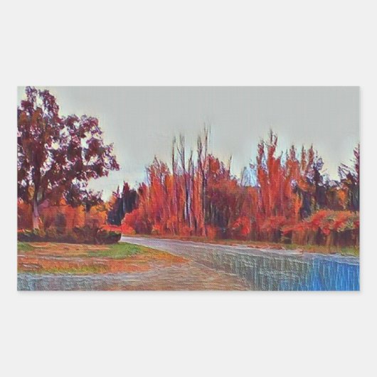 Burleigh秋絵を描11cm x 6cm長方形ステッカー 長方形シール (正面)