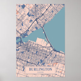 Burlington Canada Breezy City Map Travel ポスター