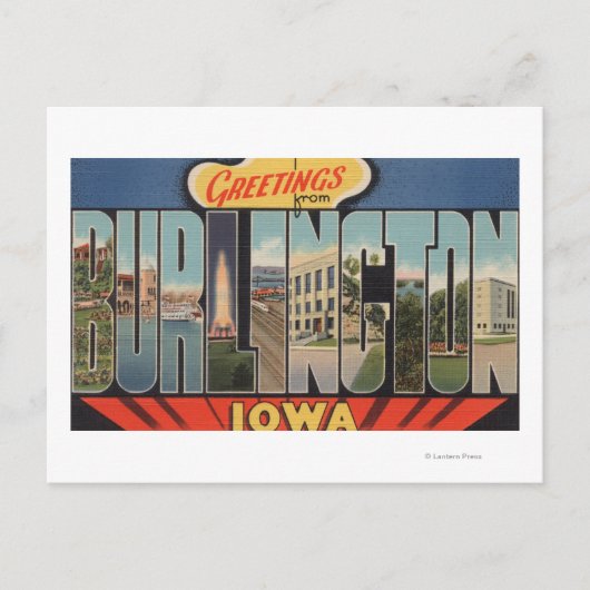 Burlington, Iowa – ラージ・レター・シーン2 ポストカード (正面)