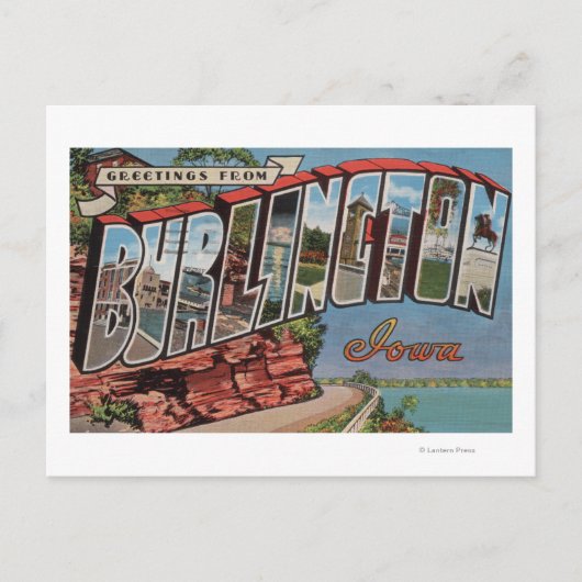 Burlington, Iowa – ラージ・レター・シーン ポストカード (正面)