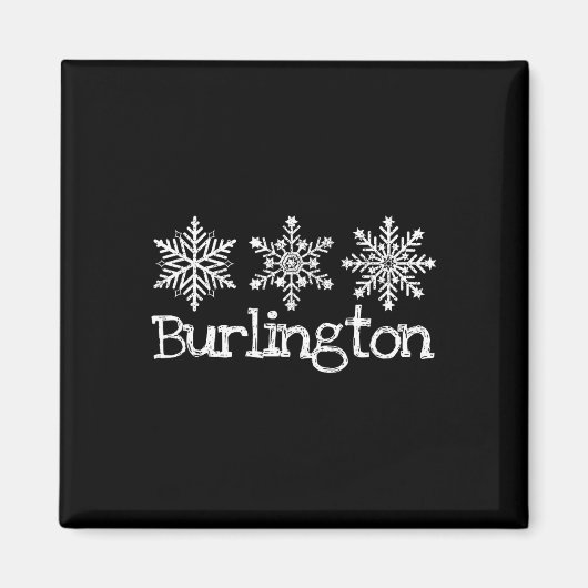 Burlington Vermont Snowflakes Ski Skier Skiing Rus マグネット (正面)