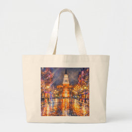 Burlington Vermont Tote Church Street & Lake ラージトートバッグ