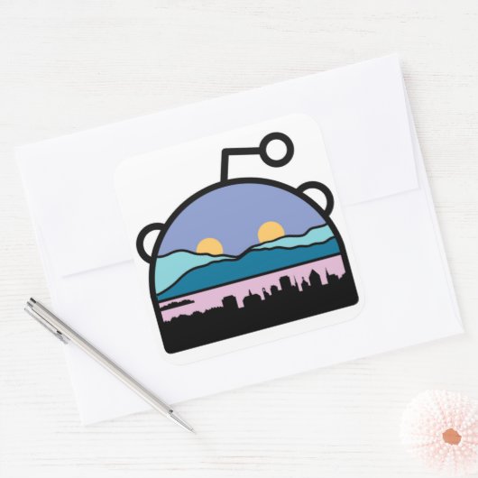 Burlington、VT Sub Redditロゴ スクエアシール (封筒)