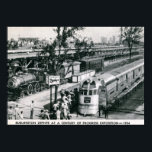 Burlington Zephyr Deco Train 1934 Vintage ポスター<br><div class="desc">A reproduction of a vintage post card shows the Burlington Zephyr at a Century of Progress Exhibition in 1934. The Burlington Zephyr was built by the Budd Company in 1934 for the Chicago, Burlington and Quincy Railroad (CB&Q), commonly known as the Burlington. The train featured extensive use of stainless steel...</div>