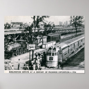Burlington Zephyr Deco Train 1934 Vintage ポスター