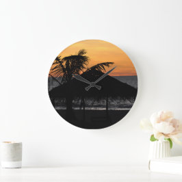 Burma beach sunset ラージ壁時計