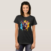 Burmese Cat Face Colorful Splash Art Tシャツ (正面フル)
