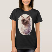 Burmese Cat Japanese Cherry Blossom Sakura Tシャツ (正面)