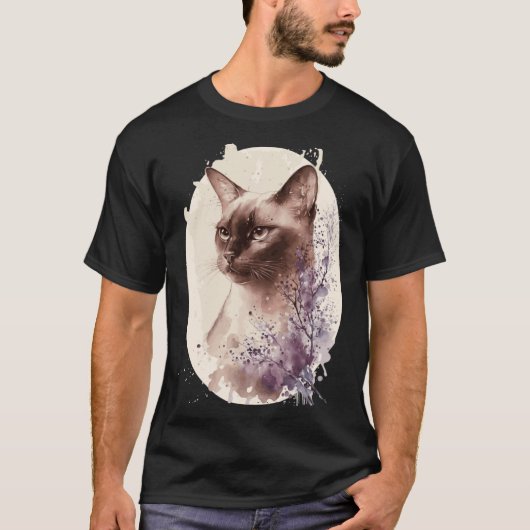 Burmese Cat Japanese Cherry Blossom Sakura Tシャツ (正面)