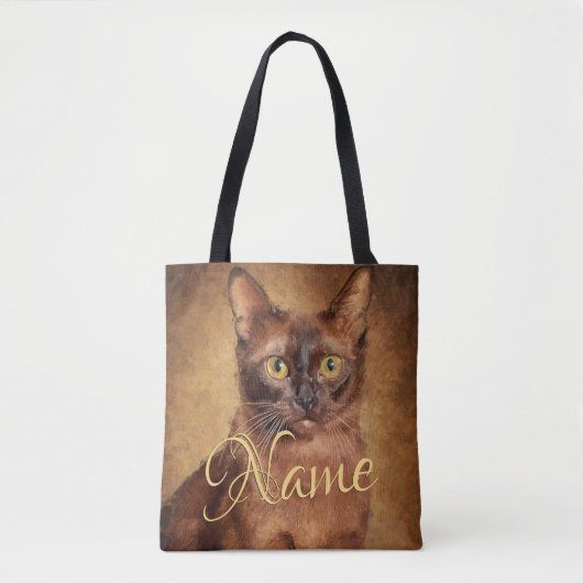 Burmese Cat Personalized トートバッグ (正面)