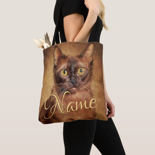 Burmese Cat Personalized トートバッグ (クローズアップ)