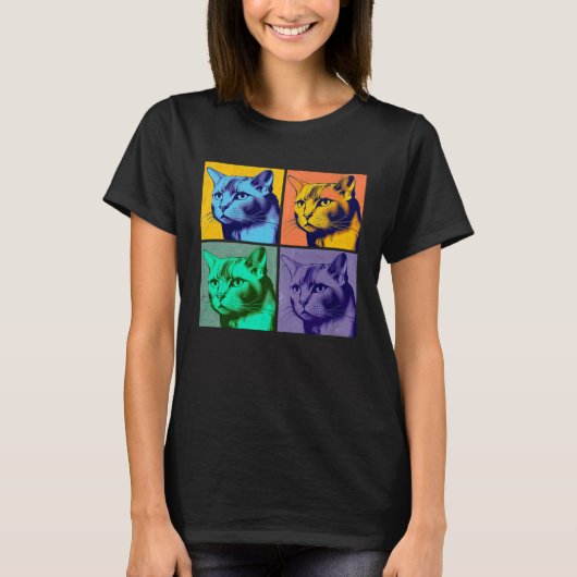 Burmese Cat Pop Illustration Colorful Animal Men   Tシャツ (正面)