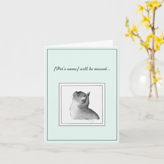Burmese Cat Sympathy Folded Greeting Card カード (黄色い花)