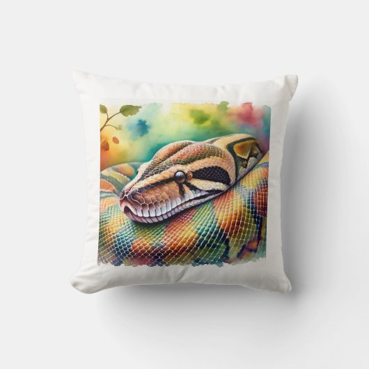 Burmese Python in Watercolor 140624AREF108 - Water クッション (正面)