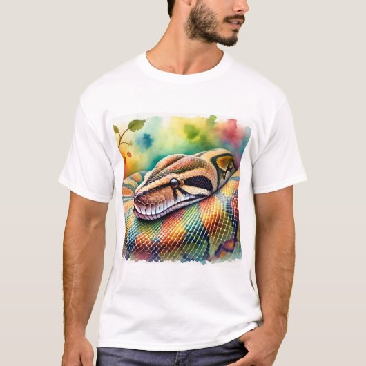 Burmese Python in Watercolor 140624AREF108 - Water Tシャツ (正面)