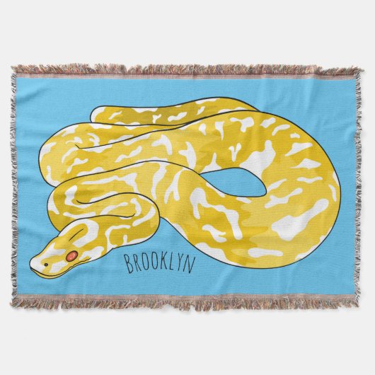 Burmese python snake cartoon illustration スローブランケット (正面)