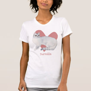 Burmilla Cat水彩子猫ピンクハート Tシャツ
