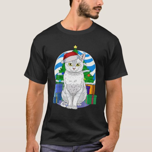 Burmilla Cat Cute Santa Christmas Tree Decor Gift Tシャツ (正面)