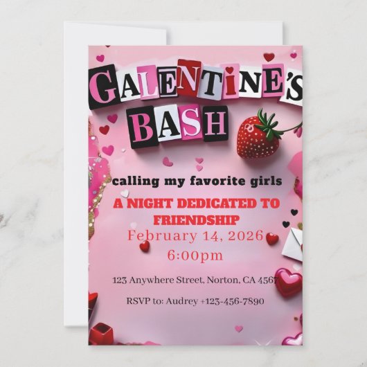 Burn Book Galentine's Day 招待状 (正面)