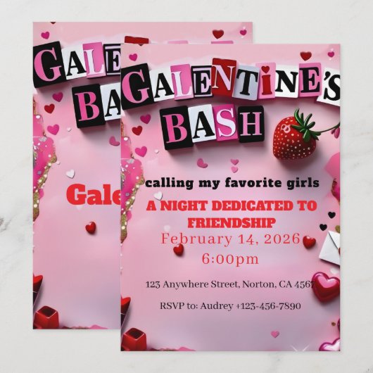Burn Book Galentine's Day 招待状 (正面/裏面)