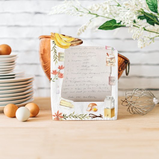 Burnaby Banana Bake Watercolor Recipe Heirloom キッチンタオル