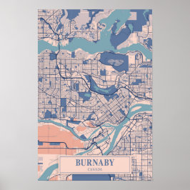 Burnaby Canada Breezy City Map Travel ポスター