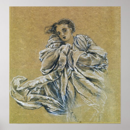Burne-Jones – ドレープの冬勉強飛んでいる ポスター (正面)