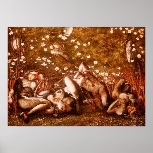 Burne-Jones - 「眠る騎士」の勉強 ポスター (正面)