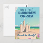 BURNHAM-ON-SEA サンドキャスル トラベルポスター ポストカード (正面/裏面)