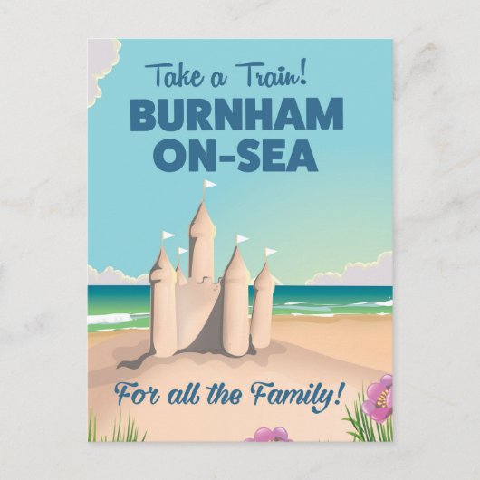 BURNHAM-ON-SEA サンドキャスル トラベルポスター ポストカード (正面)