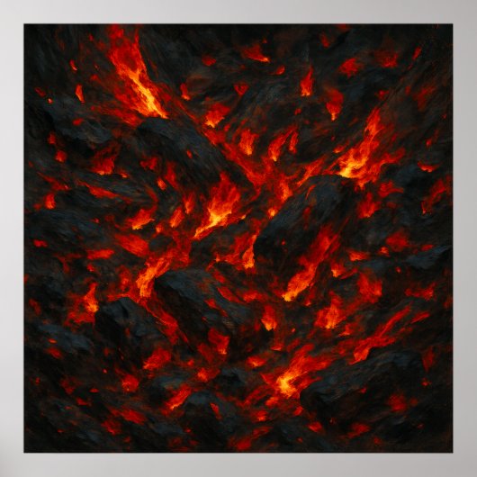 Burning Embers - Volcanic Abstract Texture Art ポスター (正面)