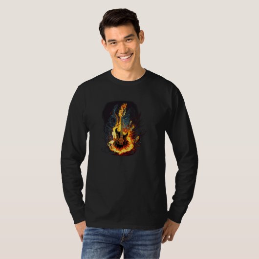 Burning Guitar for Rock n Roll Tシャツ (正面フル)