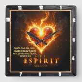 Burning Heart Holy Spirit Romans 5:5 Love スクエア壁時計 (正面)