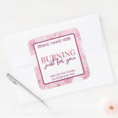 Burning Just For You Valentine's Day Candle Label スクエアシール (封筒)