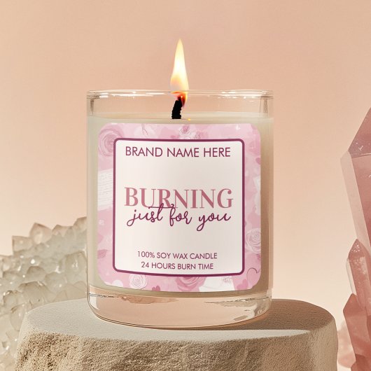 Burning Just For You Valentine's Day Candle Label スクエアシール