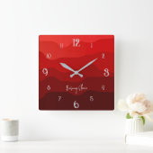 Burning Silence – Red Desert Wave スクエア壁時計 (ホーム)