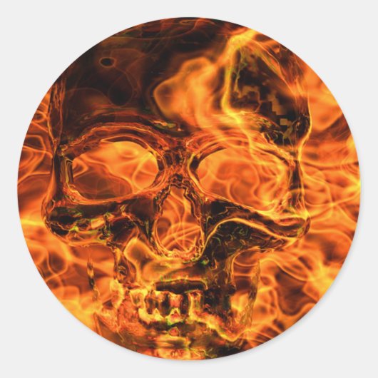 Burning skull ラウンドシール (正面)