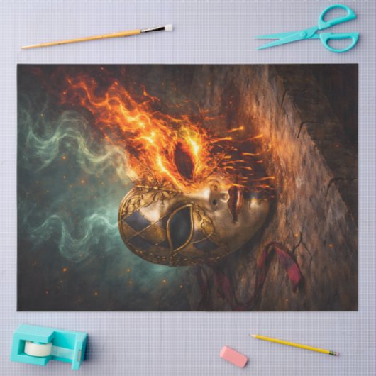 Burning Venetian Mask Decoupage 薄葉紙 (クラフト)