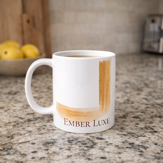 Burnished Luxe Brushed Gold Stripe Ceramic Mug コーヒーマグカップ