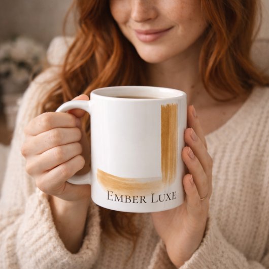 Burnished Luxe Brushed Gold Stripe Ceramic Mug コーヒーマグカップ