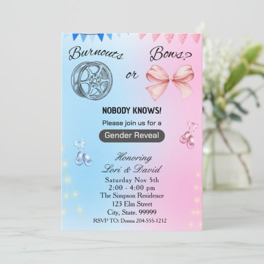 BurnoutsまたはBowsジェンダーの表示招待状 招待状 (スタンド正面)