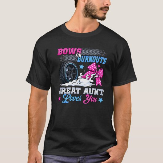 Burnouts or Bows Gender Reveal Party Announcement  Tシャツ (正面)