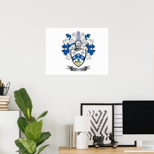 Burns Family Crest Coat of Arms ポスター (ホームオフィス)